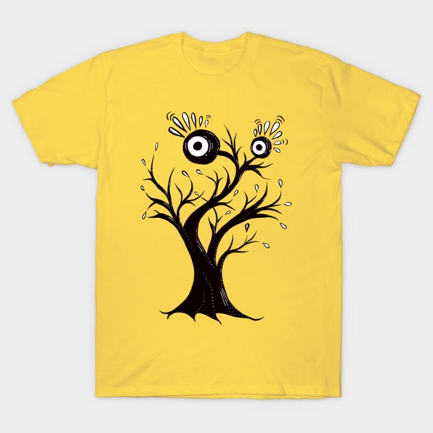 Excited Tree Monster Ink Drawing T-Shirt by Boriana Giormova